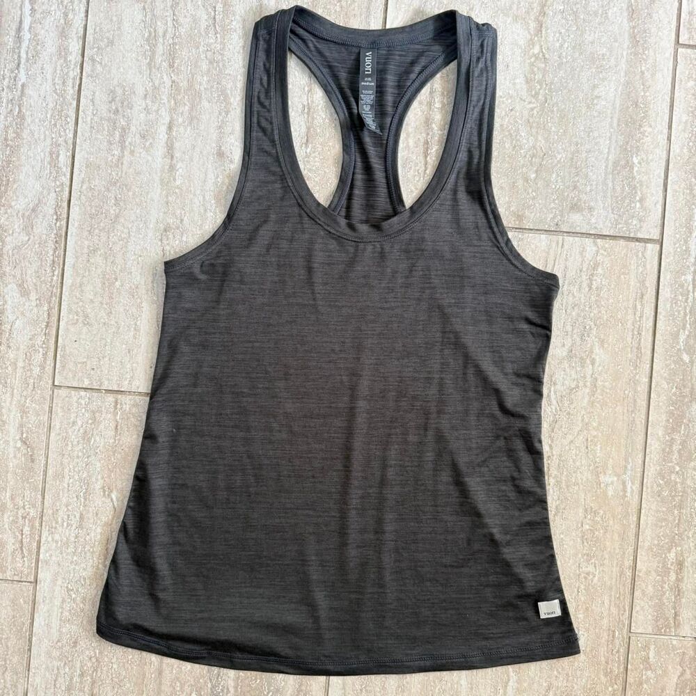 Vuori Lux Performance Racerback Tank Top Medium Charcoal Heather Grey Athleisure